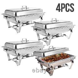 1/2/4 PACK 8 Quart Stainless Steel Round Chafing Dish Full Size Buffet Catering
