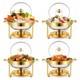 1/2/4 Pack Round Chafing Dish 6 Quart Stainless Steel Buffet Catering