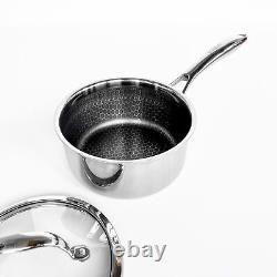 1.5 Quart Hexagon Surface Hybrid Stainless Steel Saucepan with Lid