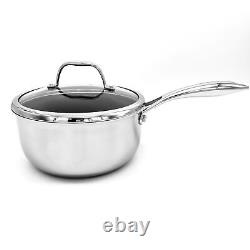 1.5 Quart Hexagon Surface Hybrid Stainless Steel Saucepan with Lid