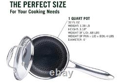 1 Quart Hybrid Pot with Glass Lid Non-Stick Pan, Easy to Clean, Dishwasher