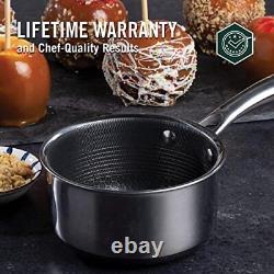 1 Quart Hybrid Pot with Glass Lid Non Stick Saucepan, Easy to Clean