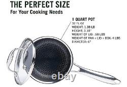 1 Quart Hybrid Pot with Glass Lid Non Stick Saucepan, Easy to Clean, Oven Safe