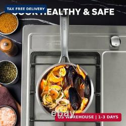 1 Quart Stainless Steel Saucepan with Lid, 6 Inch Hybrid Nonstick Sauce Pan, Smal