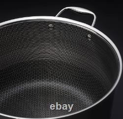 10 Quart Hybrid Stock Pot with Glass Lid Non-Stick Saucepan, Easy to Clean