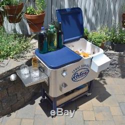 100 Quart Tommy Bahama Stainless Steel With Powder Coated Base Rolling Cooler