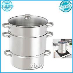 11 Quart Stainless Steel Fruit Juicer Steamer Stove Top with Tempered Glass Lid