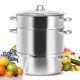 11-quart Stainless Steel Fruit Juicer Steamer Stove Top With Tempered Glass Lid
