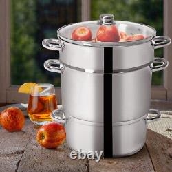 11-Quart Stainless Steel Fruit Juicer Steamer Stove Top with Tempered Glass Lid