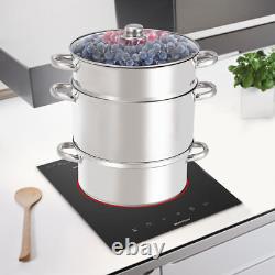 11-Quart Stainless Steel Fruit Juicer Steamer Stove Top with Tempered Glass Lid