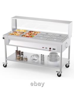 12-Pan Commercial Electric Steam Table, 96 Quart Stainless Steel Food Warmer
