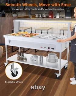 12-Pan Commercial Electric Steam Table, 96 Quart Stainless Steel Food Warmer