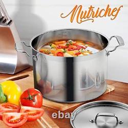 12-Quart Stainless Steel Stockpot 18/8 Food Grade Heavy Duty Large Stock Pot