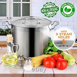 12-Quart Stainless Steel Stockpot 18/8 Food Grade Heavy Duty Large Stock Pot