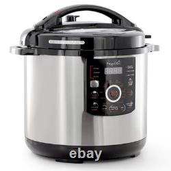 12 Quart Steel Electric Digital Pressure Cooker with Stainless Steel Pot in Silv