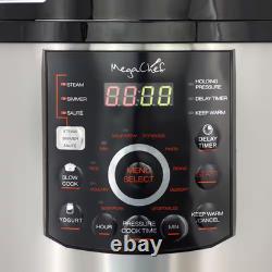 12 Quart Steel Electric Digital Pressure Cooker with Stainless Steel Pot in Silv