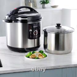 12 Quart Steel Electric Digital Pressure Cooker with Stainless Steel Pot in Silv 12 Quart Steel Electric Digital Pressure Cooker with Stainless Steel Pot in Silv