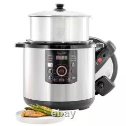 12 Quart Steel Electric Digital Pressure Cooker with Stainless Steel Pot in Silv