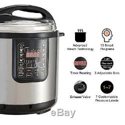 1200W Electric 8-Quart Pressure Cooker 10-in-1 Multi-Functional Slow Cook Pot