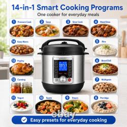 14-in-1 Electric Pressure Cooker 8 Quart, Stainless Steel Multi Cooker with L