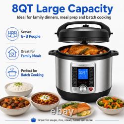 14-in-1 Electric Pressure Cooker 8 Quart, Stainless Steel Multi Cooker with L