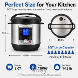 14-in-1 Electric Pressure Cooker 8 Quart, Stainless Steel Multi Cooker with L