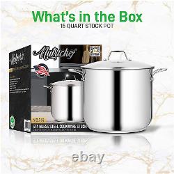 15-Quart Stainless Steel Stock Pot Pot-18/8 Food Grade Heavy Duty Induction-Larg