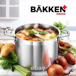 16 Quart Brushed Stainless Steel Stockpot with Lid Heavy Duty Induction Pot fo