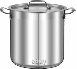 16-Quart Stainless Steel Stockpot 18/8 Food Grade Heavy Duty Large Stock Po