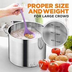 16-Quart Stainless Steel Stockpot 18/8 Food Grade Heavy Duty Large Stock Po