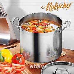 16-Quart Stainless Steel Stockpot Heavy Duty Large Pot for Stew, Soup & More