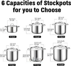 16-Quart Stainless Steel Stockpot with Lid Classic Canning Cookware