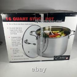 16 Quart Stock Pot w Lid 18/10 Professional Grade Tri-Ply Stainless Steel S