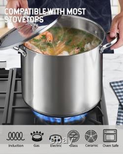 18/10 Stainless Steel Stockpot 16-Quart, Classic Deep Cooking Pot Canning Coo