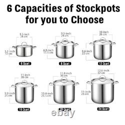 18/10 Stainless Steel Stockpot 20-Quart, Classic Deep Cooking Pot 20 Quarts