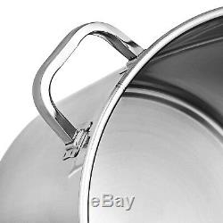 180QT Quart Heavy Duty Tri-Ply Thick Base Stainless Steel Stock Pot withLid