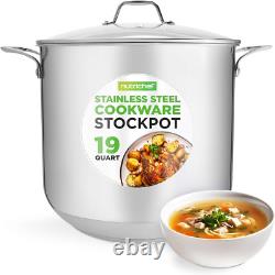 19-Quart Stainless Steel Stockpot 18/8 Food Grade Heavy-Duty Induction-Compati