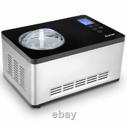 2.1 Quart Ice Cream Maker Frozen Machine Stainless Steel with LCD Timer Control