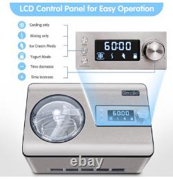 2.2-Quart Ice Cream Maker with Compressor, No Pre-Freezing, Stainless Steel Ice