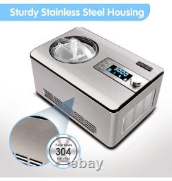 2.2-Quart Ice Cream Maker with Compressor, No Pre-Freezing, Stainless Steel Ice