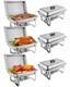 2/4/6 Pack 8 Quart Stainless Steel Chafing Dish, Water Pan & Fuel Holders