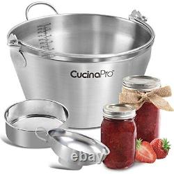 2 Gallon Stainless Steel Maslin Jam Pan 8 Quarts- Pot includes Strainer Funne