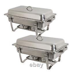 2 Pack 8 Quart Rectangular & 5 Quart Round Stainless Steel Chafing Dishes