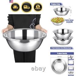 2 Pack Large Mixing Bowls 17 Quart Stainless Steel Flat Base