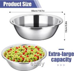 2 Pack Large Mixing Bowls 17 Quart Stainless Steel Flat Base