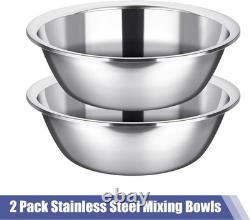 2 Pack Large Mixing Bowls 17 Quart Stainless Steel Flat Base