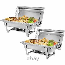 2 Pack Stainless Steel Chafing Dish Buffet Trays Chafer With Warmer 8 Quart