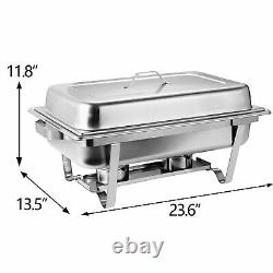 2 Pack Stainless Steel Chafing Dish Buffet Trays Chafer With Warmer 8 Quart