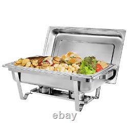 2 Pack Stainless Steel Chafing Dish Buffet Trays Chafer With Warmer 8 Quart