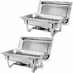 2 Pack Stainless Steel Chafing Dish Buffet Trays Chafer With Warmer 8 Quart